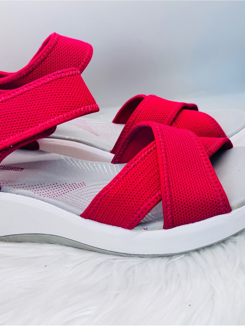 Clarks Cloudsteppers Step Cali Skye Wedge Sport Sandals Women’s 10 Red - Picture 5 of 12